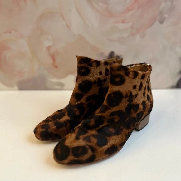 ! BEAU COOPS genuine hide hair animal print booties boots - Picture 1 of 7